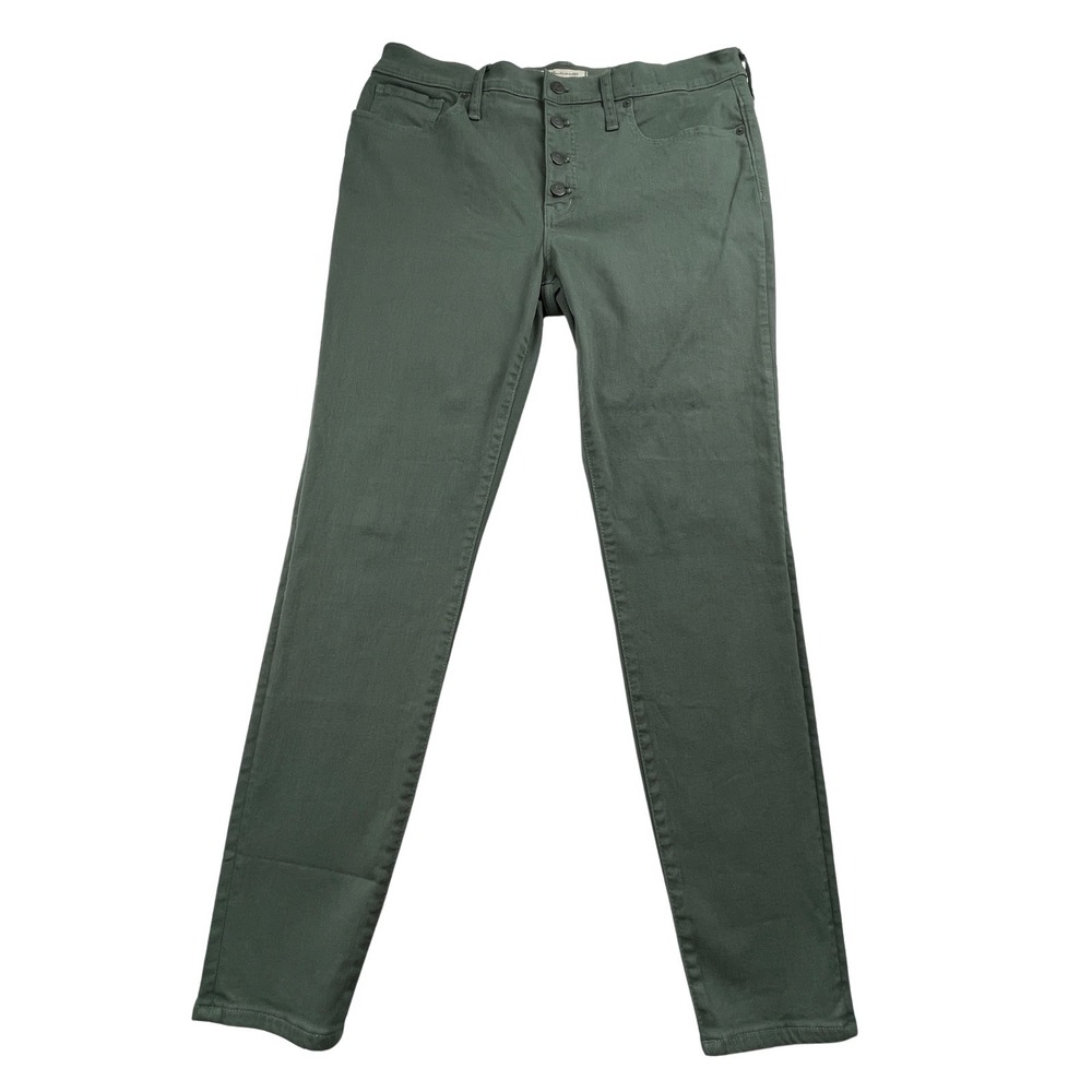 NWT Madewell Women 32 Magic Pocket Skinny Jeans Mid Rise Button Fly Olive Green